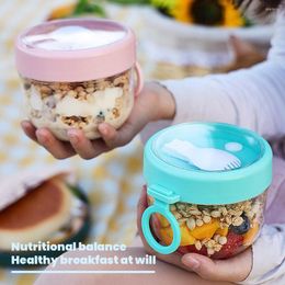 Dinnerware Sets Simple Transparent Oat Cup Reusable Milk Oatmeal Jar For Travel Picnic