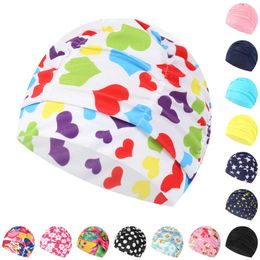 Swimming caps Women Swimming Cap Unisex Girls Long Hair Elastic Bathing Hat Swimming Cap Stretch Drape Plus Size Swim Pool Sport Nylon Turban P230418