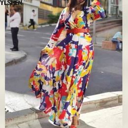 Ethnic Clothing Plus Size Vintage Print Dashiki African Dresses For Women Party Long Maxi Dress Africa Clothes Summer Casual Robe Femme