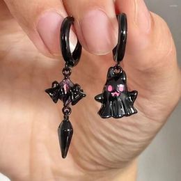 Hoop Earrings Temperament Ear Buckle Women Jewellery Accessories Korean Style Black Ghost Earring Y2K Asymmetric
