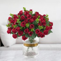 Decorative Flowers 1 Bouquet Fancy Simulation Flower 6 Colors Fake Realistic Artificial Eucalyptus Faux Silk Rose Po Prop