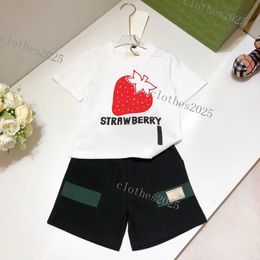 Top brand Kids set kid Luxury Designer Sets for baby Short Sleeve T-shirt With Tigers Print Shorts Set Suit Brand Boys Clothing Cotton 90-160 White colour