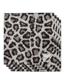 Table Napkin 4pcs Skin Texture Leopard Print Square 50cm Party Wedding Decoration Cloth Kitchen Dinner Serving Napkins