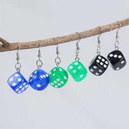 Dangle Earrings 3 Pairs/Set Punk Style Female Trendy Geometric Square Dice Drop For Women Fashion Blue Green Black Resin Earring