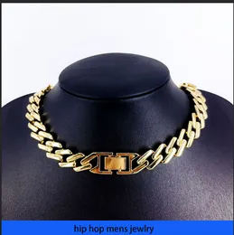 hip hop necklace for mens gold chain iced out cuban chains Bracelet 12mm diamond smooth surface minimalist hiphop for men and women