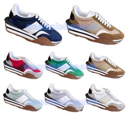 Famous Brand Men James Sneaker Shoes Side Stripe Trainer Suede & Nylon Skateboard Walking Chunky Rubber Sole Lace Up Comforto Footwaer