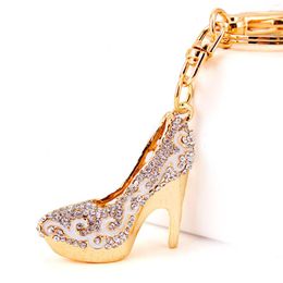 Keychains Unique Crystal High Heels Shoes Elegant Chic Stylish Flower Enamel Bag Pendant Car Exquisite DK289