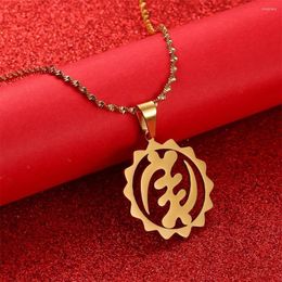 Pendant Necklaces West African Wisdom Adinkra Symbols Meanings Necklace Stainless Steel Gye Nyame Ethnic Jewellery