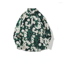 Men's Casual Shirts Fashion Long Sleeve Design Mens Floral Pattern Streetwear Loose Unisex Harajuku Shirt Luxury Aesthetic Blouse