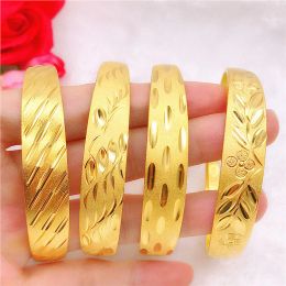 18k gold plated gold Colour bangle face width 12mm style1-7 flower twill bracelet for women Jewellery wholesale retails