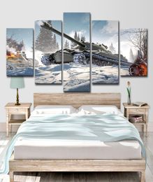 Modern Decor Living Room Wall Art 5 Pieces Pictures War World Of Tanks Canvas Painting HD Printed Modular Poster7617355