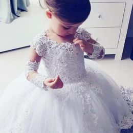 Girl Dresses Flower Ruffles Hand Made Flowers Lace Tutu Vintage Little Baby Gowns For Communion Wedding Birthday Party Dress