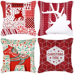 Pillow Short Plush Cartoon Christmas Year Trojan Santa Claus Moose Square Cover