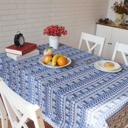 Table Cloth Retro Pastoral Style Cotton Linen Tablecloth Cute Elephant Dining Placemats Wedding Banquet Party Cover Po Prop