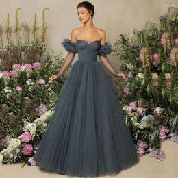Party Dresses Elegant Grey Long Evening Sleeve Pageant Gowns Women Sweetheart 2023 Prom Dress Floor Length Robe De Soriee