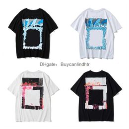 Men's T-shirts Off Offs Black/White T shirt Yellow Warning Strip Printing Student Couple Loose Short T-shirt Fashion Printed x the Back OAAK