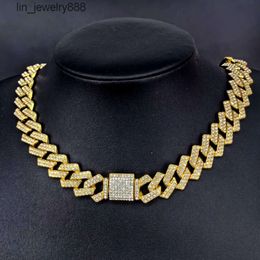 Hypoallergenic Non Tarnish Hip Hop Moissanite Iced Out Cuban Link Chain 15mm Necklace Jewelry For Men Women