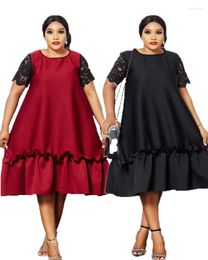 Ethnic Clothing M-4XL African Women Short Sleeve Plus Size Dress Dresses For