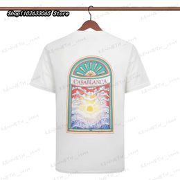 Men's T-Shirts Harajuku spring new Casablanca front shell print back ink painting alphabet print men's and women's casual fashion T-shirt T230419