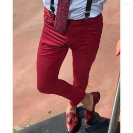 Men's Pants Fashion Men Business Casual Male Formal Social Street Wear Pencil Young Office Workers Wedding Belt Suit