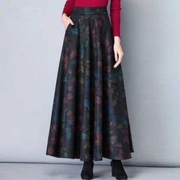 Skirts Office Skirt Thick Elegant Skirt Warm Versatile Fashion High Waist A-Line Maxi Winter Long Skirt 230419