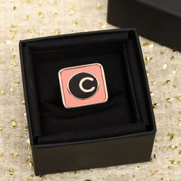 2023 Luxury quality charm stud earring with pink and black color design in 18k gold pated have box stamp band ring PS7846A