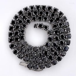Chains Hip Hop 4-6mm Black Zircon Tennis Necklace Men 316L Stainless Steel CZ Chain Necklaces Original Ins Jewellery Wholesale