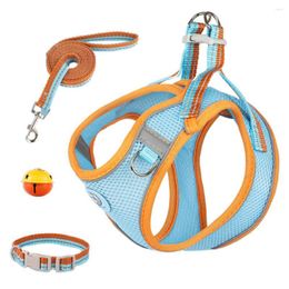 Dog Collars 1 Set Pet Harness Leashes Reflective Stripes Anti-loss Breathable Vest Chest Strap Traction Rope Kit For Medium Small Dogs