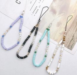 Bohemian Polymer Clay Cell Phone Straps Chains Women Cute Letter Beads Mobile Strap Lanyard Rope Cord Belt Telephone Jewelry New Gift
