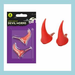 Party Decoration Devil Red Horn Hair Clip Halloween Theme Fancy Dress Hairclip Cosplay Props Drop Delivery Home Garden Festive Suppl Dhu6G