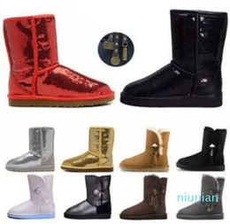 Women Boots Glitter Sequin Classic designer Snow winter boots Ankle Mini Short Knee Sparkles Button Bling Boot direct