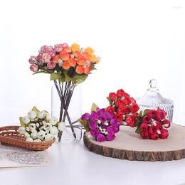 Decorative Flowers 1 Bouquet 15 Heads Artificial Peony Tea Rose Autumn Silk Fake For DIY Living Room Home Garden Wedding Decoration