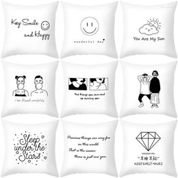 Pillow Ins Small Fresh And Simple Sofa Custom Line Sketch Character Series Office