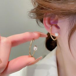 Hoop Earrings KAITIN Silver Needle Pearl Simple C-shaped Fashion Personality Luxury Temperament Wholesale Jewelery