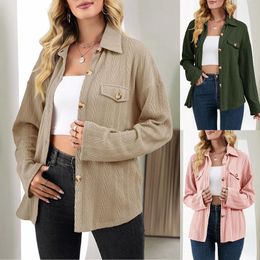 Women's Jackets Fall 2023 Women Clothes The Coats Casual Street Button Loose Long Sleeved Sleeve Shirt Half Tee