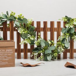 Decorative Flowers Artificial Rattan Eucalyptus Leaves Vine Plant Fake Flower Decor Tree Wedding Arch
