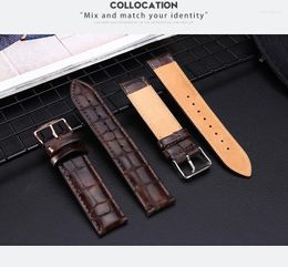 Watch Bands Leather Watchband Crocodile Pattern Strap Universal Butterfly Buckle Band Steel 20mm