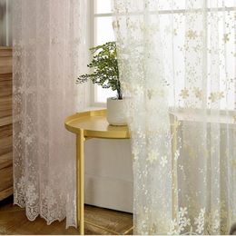 Curtain Korean Fresh White Gypsophila Lace Embroidery Sheer Curtains For The Living Room Customized Floating Window Bedroom