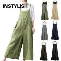 Women's Jumpsuits Rompers Instylish Women's Oversize Bib Trousers Wide Leg pants Overalls Jumpsuit Romper Summer Trousers with Straps Casual Streetwear P230419