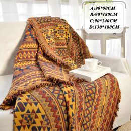 Blankets Improved Winter Cotton Woven Line Blanket Sofa Towel Knitted Thickened Warm Pad Mat Bohemian Boho Throw Travel Bedspread 231118