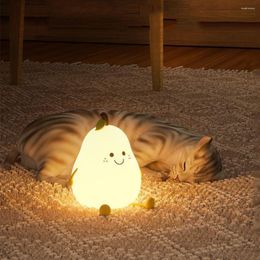 Night Lights RGB Light Pear Shape USB Rechargeable Dimmable Bedroom Bedside Decoration Silicone Lamp Children Gifts