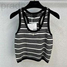 Women's T-Shirt Designer 23SS Summer Women Tee Knits T shirts Tops With Letter Girls Vintage Crop Runway Scoop Neck Striped Stretch Sleeveless Pullover Shirt Camisole