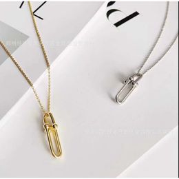 Ism Necklace T Sterling Sier U-shaped Bamboo Link Pendant Necklace Collar Chain Women's Rose Gold Light Versatile Fashion Simple