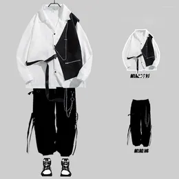 Men's Tracksuits Men's Sets Cargo Pants Shirt Kit Long Sleeve Shirts Korean Streetwear Hip Hop Harajuku Spring