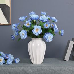 Decorative Flowers Simulation 3 Head Peony Silk Flower Home Living Room Dining Table Decoration Wedding Fake Artificial Decor