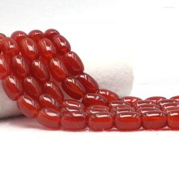 Loose Gemstones Natural Stone Red Agates Drum Barrel Bead For DIY Bracelet Necklace Unique Design GEM Jewellery Accessory Rice Shape Agate