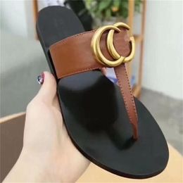 Slipper Designer Slide Summer sandals Fashion Men Beach Indoor Flat Flip Flops Leather Lady Women Shoes Ladies Slippers Size 35-45 with box 11