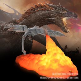 Decorative Objects Figurines 3D printing small night lamp fire dragon ice strange creative home decoration table children's gift 231118