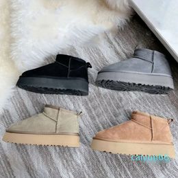 Australia Snow Boots Designer Womens Mini Boot Platform Thick Bottom Sheepskin fashion tide windtight Fur Booties Australian Fluffy Slippers