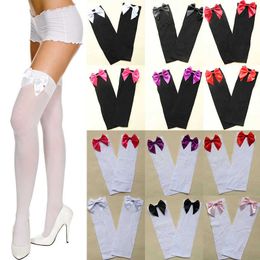 5 PC Socks Hosiery Sexy ThighHigh Bow Stockings for Women Pantyhose Breathable Black White Stocking Thigh Over Knee Stockings Cosplay Gifts Z0419